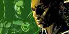 A split image of Green Lanterns Hal Jordan and John Stewart from DC Comics