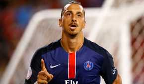 Zlatan Ibrahimovic celebrates.