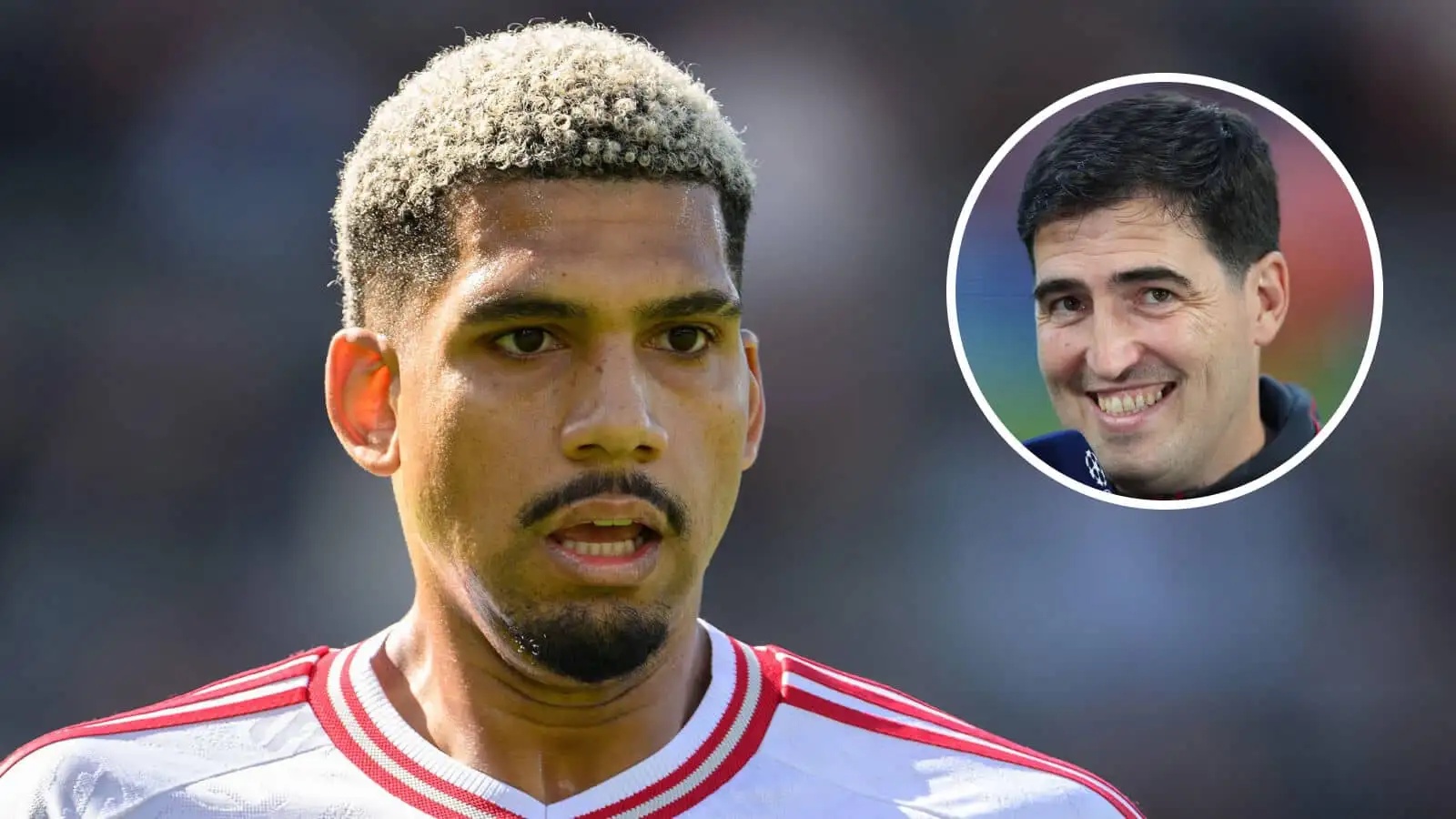 Ronald Araujo and Liverpool boss Andoni Iraola
