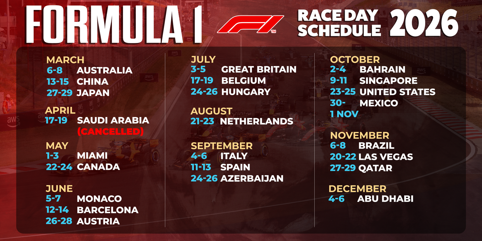 Formula 1 Schedule 2026