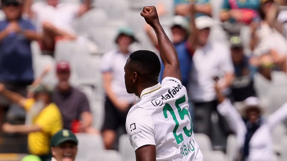 Kagiso Rabada has become the fastest to reach 350 Test wickets. (AP Photo/Halden Krog)