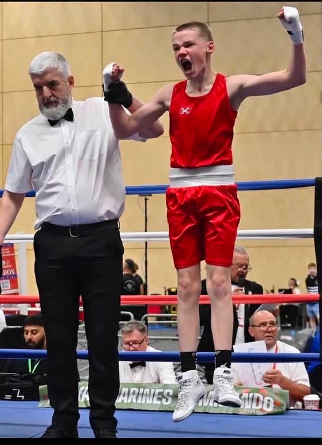 Robert New jumping for joy at his win