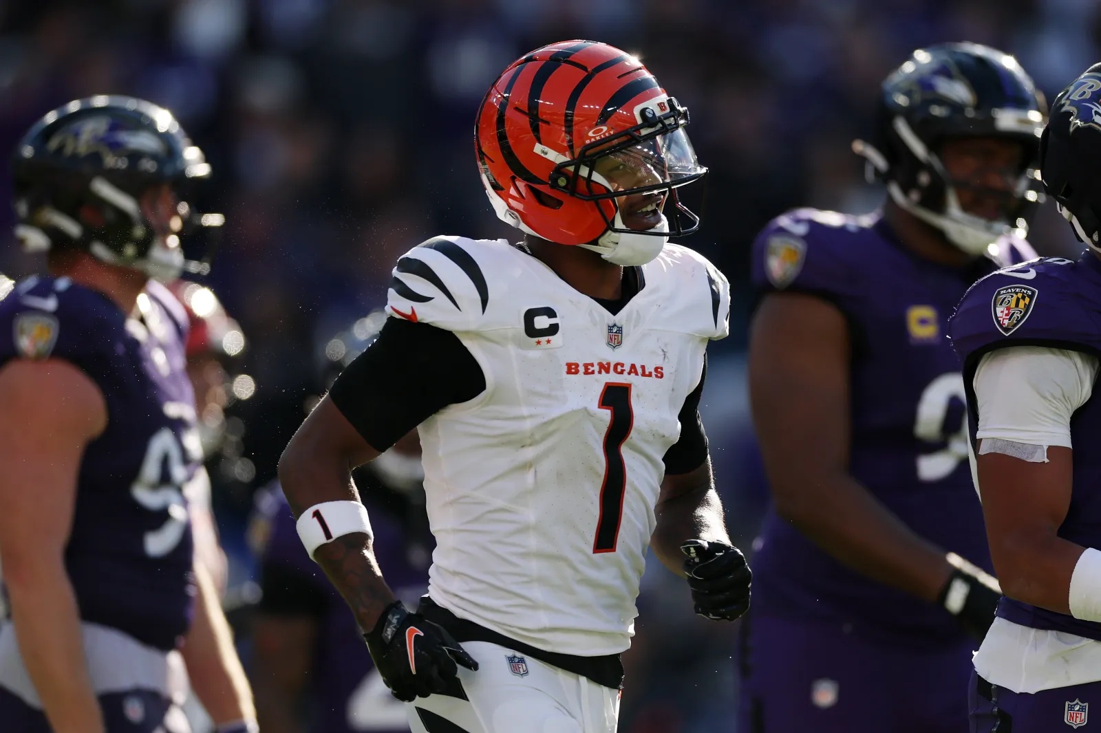 Bengals wide receiver Ja'Marr Chase during game against Ravens