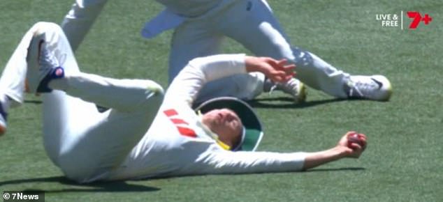 Fans and experts were left stunned as Labuschagne dived to his left and kept the ball from hitting the grass