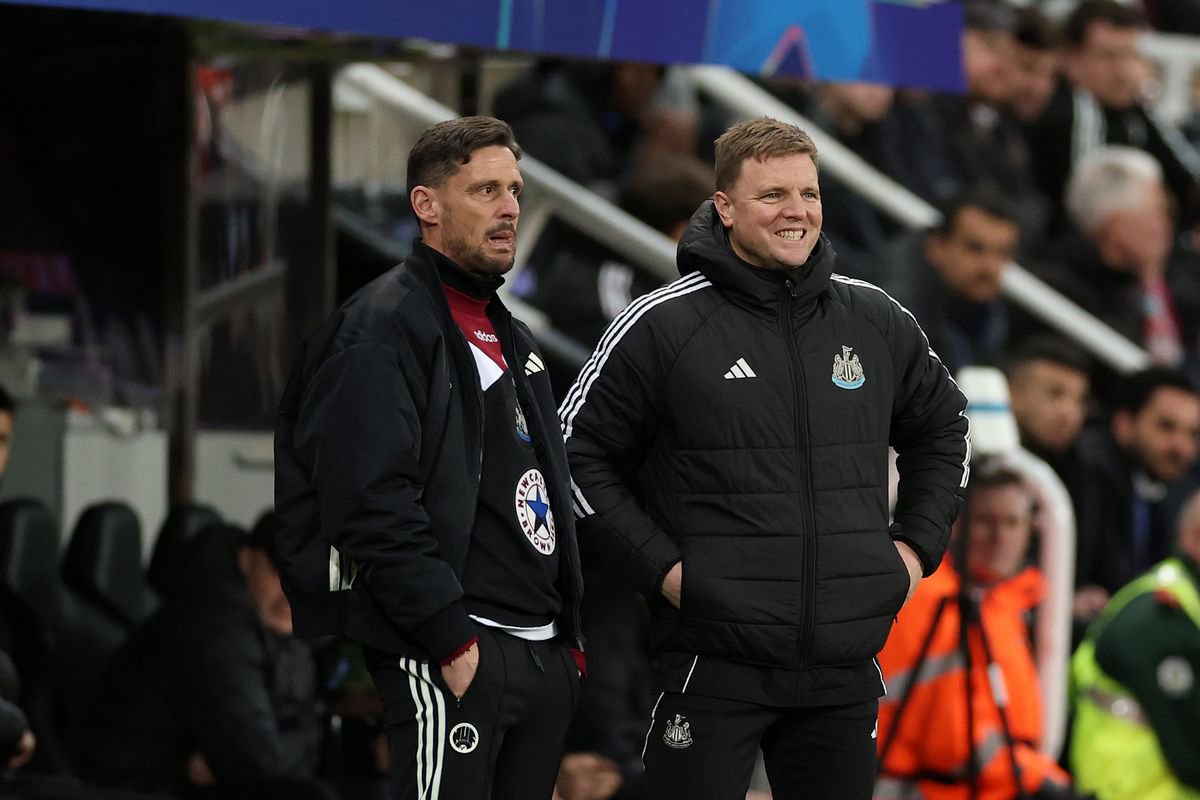 Eddie Howe (right) with his assistant manager at Newcastle, Jason Tindall