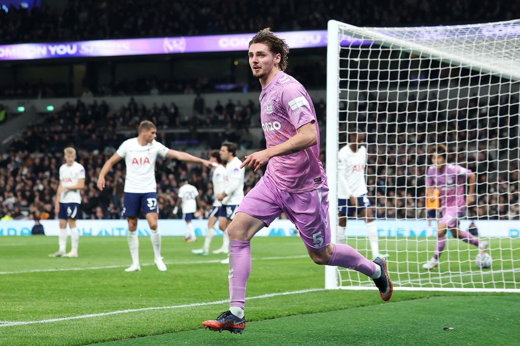 Jack Rudoni of Coventry City celebrates scoring during the Premier League 2026/27 match between Tottenham Hotspur and Coventry City at Tottenham Hotspur Stadium 