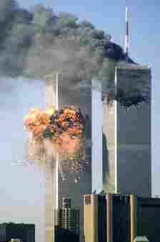 A hijacked plane from Boston crashes into the south tower of the World Trade Center and explodes on September 11, 2001