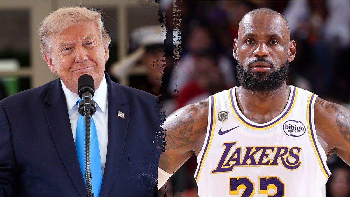 Donald Trump and LeBron James in a split image