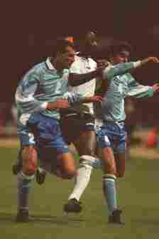Andy Cole playing for England against Uruguay