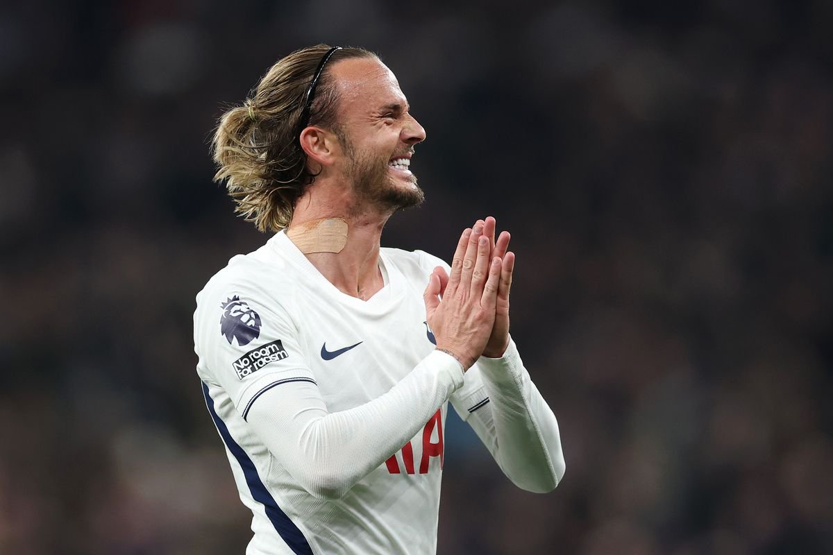 James Maddison celebrates scoring his team’s first goal during the Premier League 2026/27 match between Tottenham Hotspur and Coventry City at Tottenham Hotspur Stadium. 