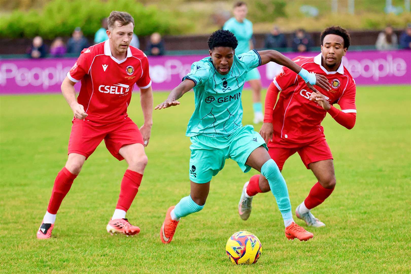 Action from Stamford's home defeat to Real Bedford on Saturday. Photo: Jason Richardson