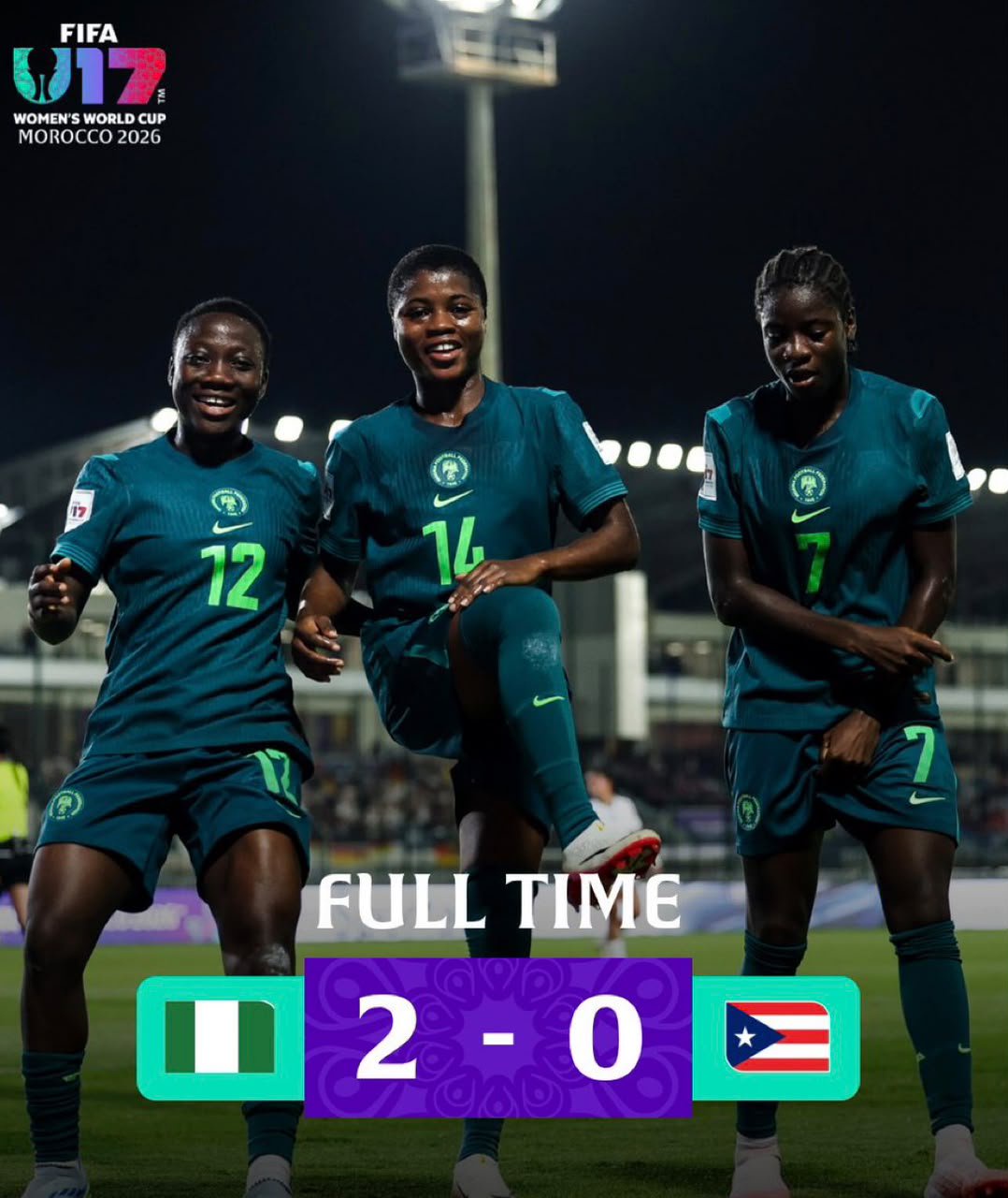 Nigeria's Flamingos Defeats Puerto Rico in U17WWC, Rabat, Morocco