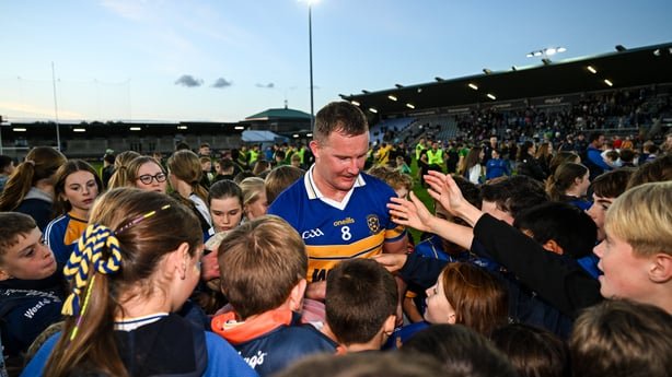 Ciarán Kilkenny of Castleknock signs autographs after win against Thomas Davis in 2026 Dublin semi-final