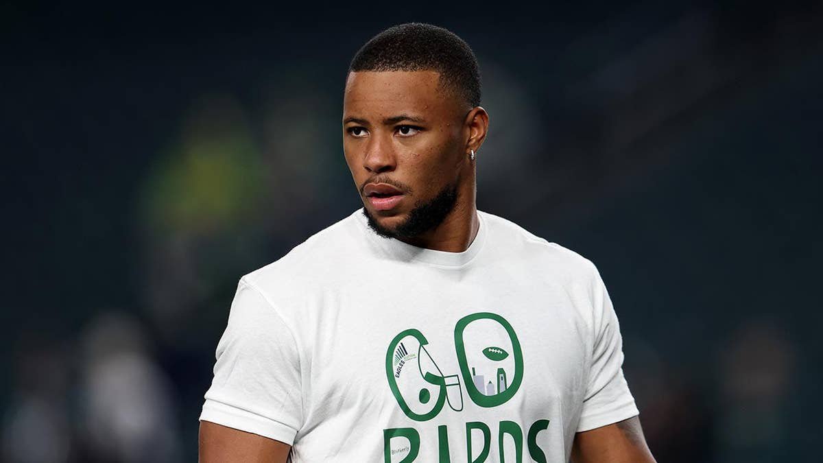 Saquon Barkley looking on before a game at Lincoln Financial Field