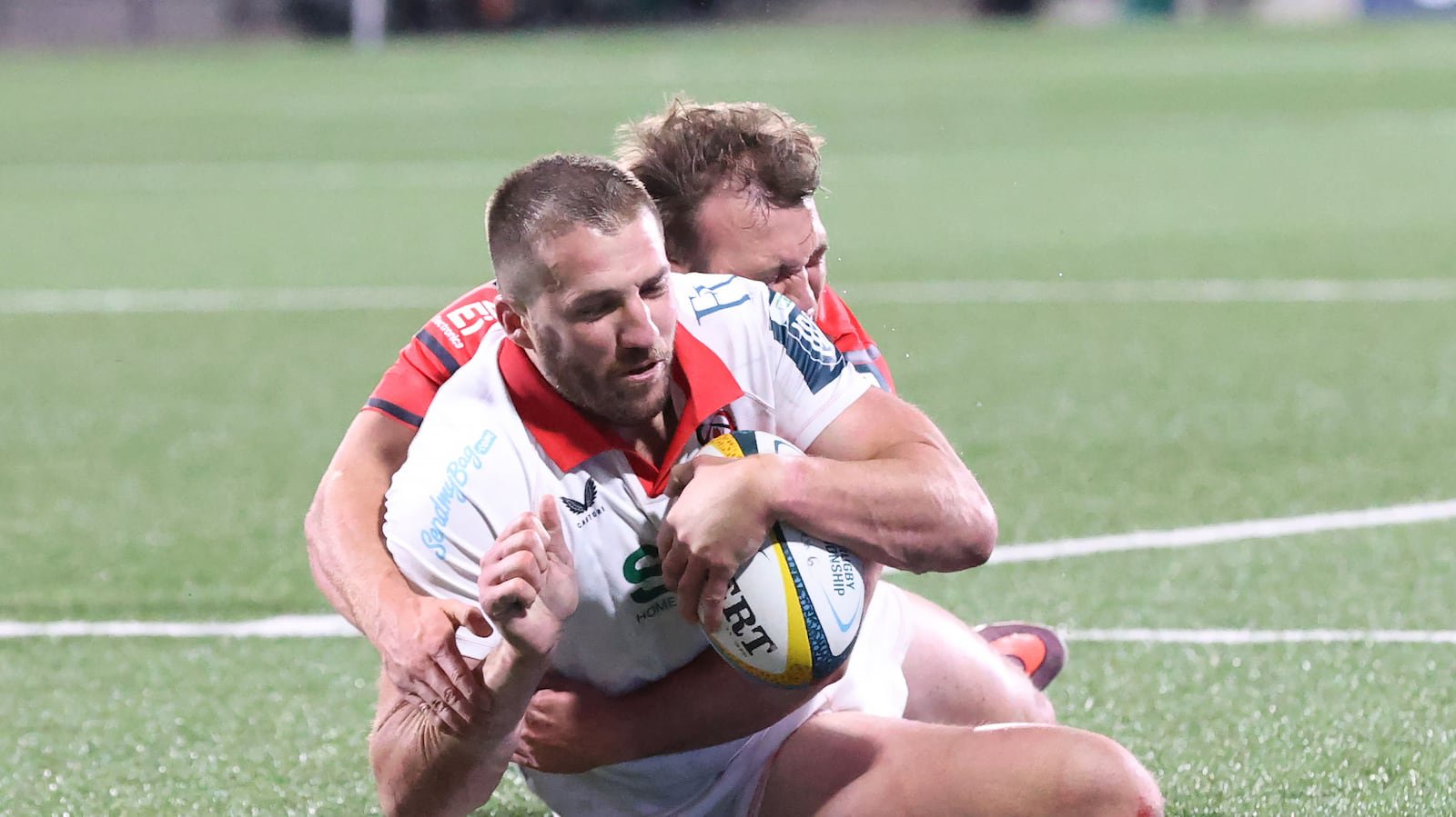 Ulster Stuart McCloskey scores a late try to secure a draw against Munster   during SaturdayÕs United Rugby Championship at the Affidea  Stadium, Belfast.
Picture by Brian Little