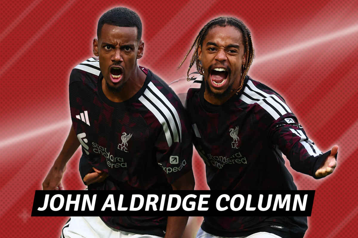 Alexander Isak and Bradley Barcola celebrate after the former's brilliant winner for Liverpool at Brentford on Saturday 
