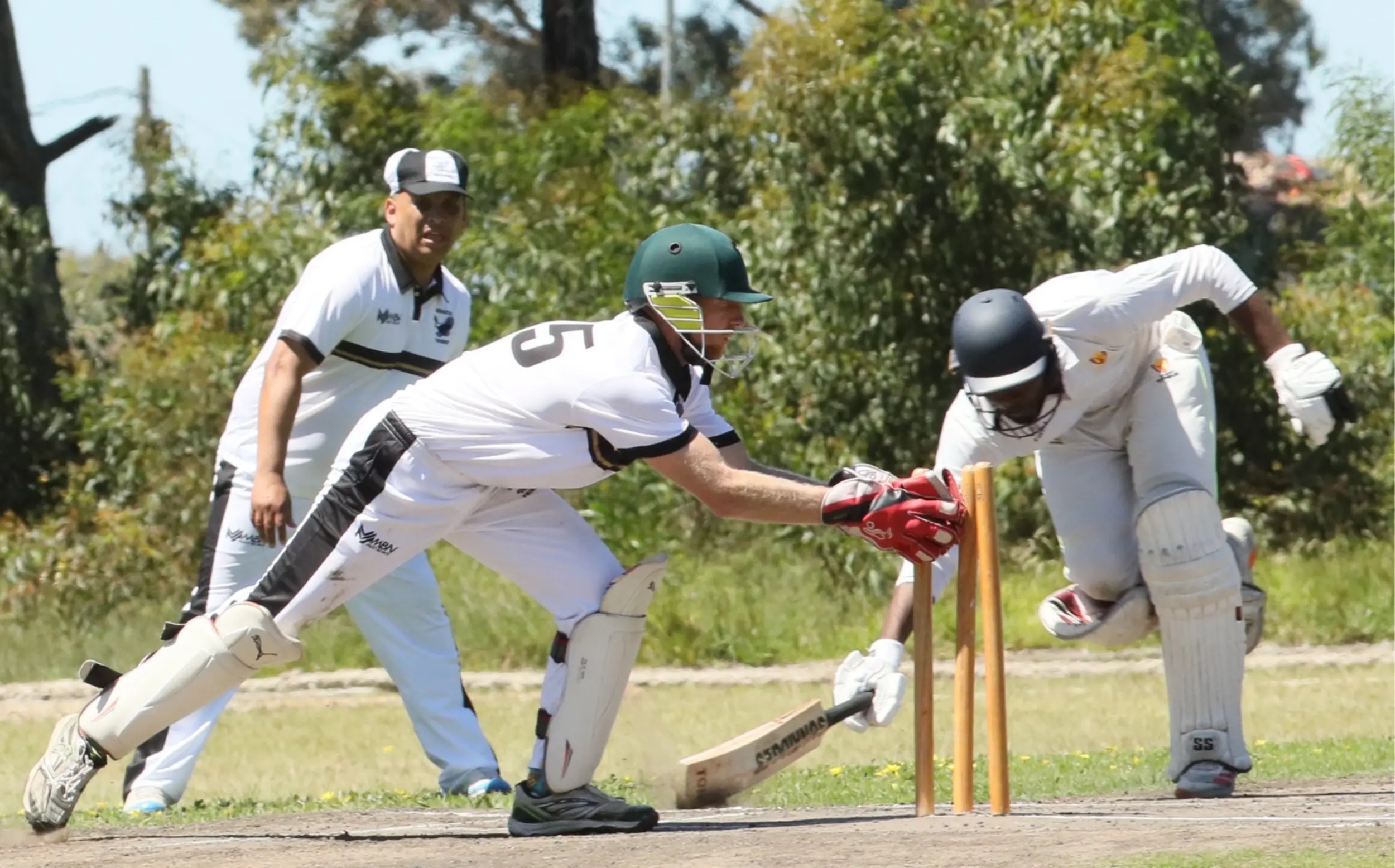 
Despatch Cricket Club wicketkeeper Michael Taylor reacts quickly to run out Heatherbank CC batter Sinalo Labise during the NMBCA Premier League T20 competition on Saturday