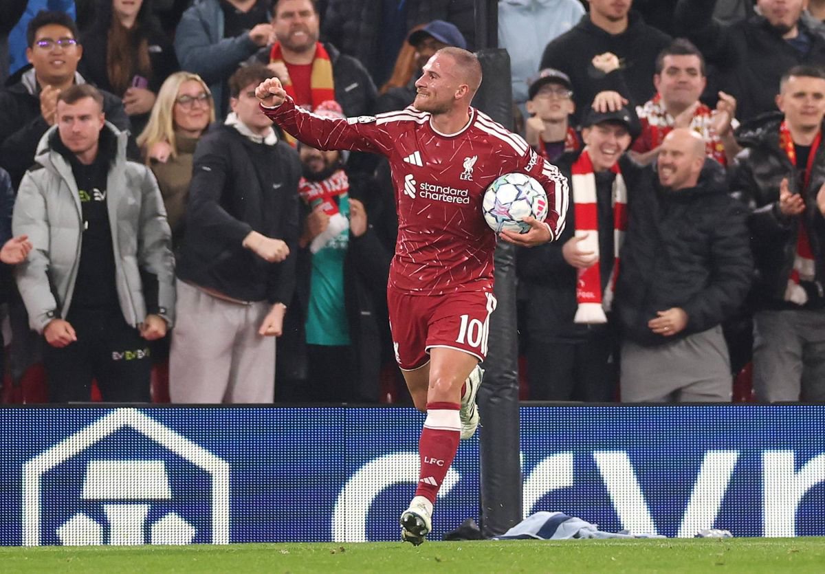 Alexis Mac Allister of Liverpool celebrates