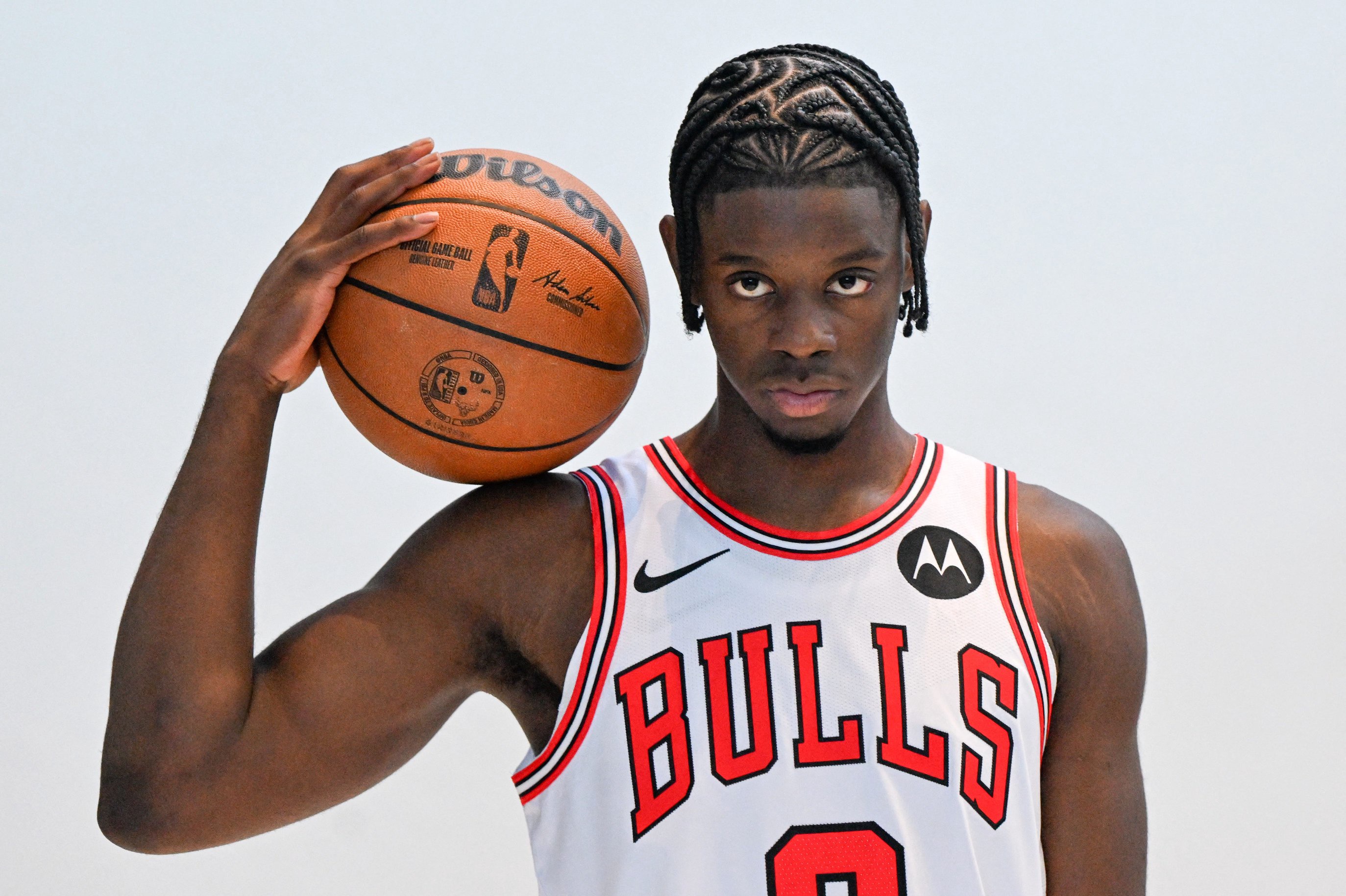 Sep 28, 2026; Chiacgo, Il, USA;  Chicago Bulls forward Caleb Wilson (8) poses during media day.  Mandatory Credit: Matt Marton-Imagn Images