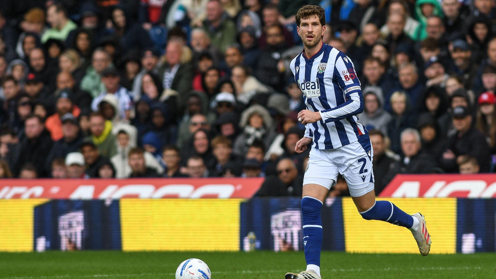 West Bromwich Albion defender Chris Mepham with the ball during their match against Birmingham City earlier this month