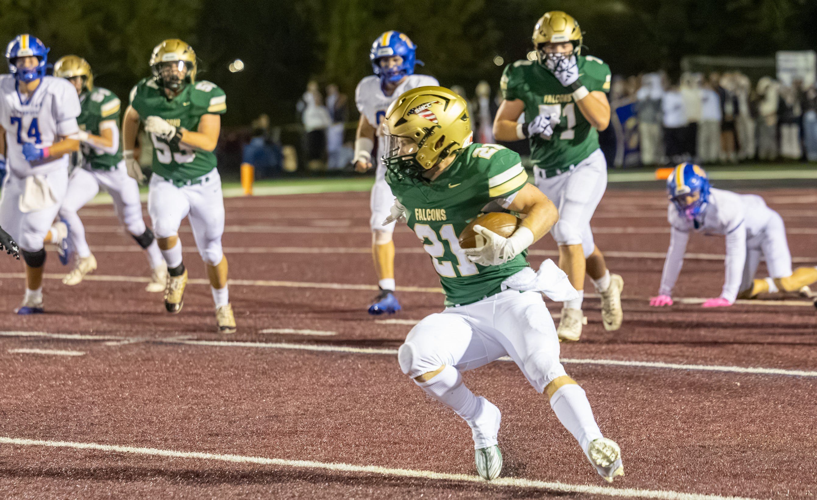 Cole Reinhardt of St. Mary Catholic Central makes a cut during an 8-6 Jefferson win on Friday Oct. 16, 2026.