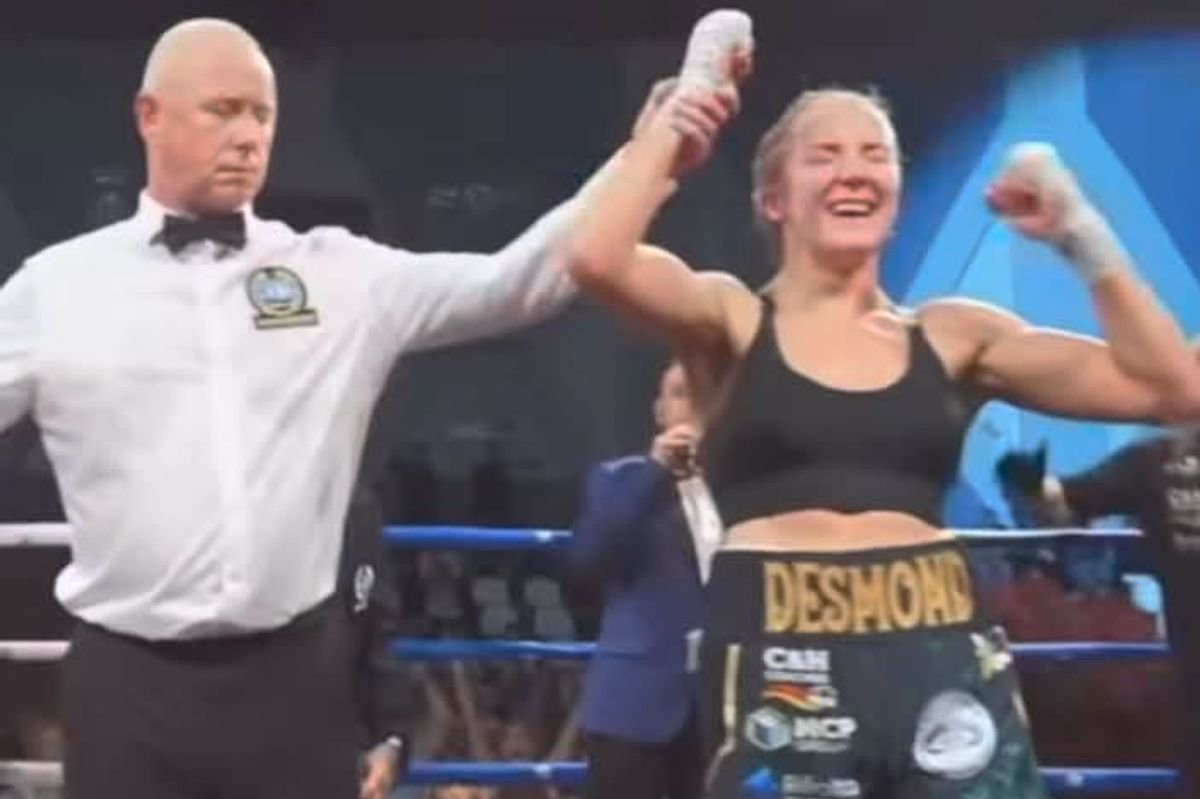 Christina Desmond celebrating after the big win last night