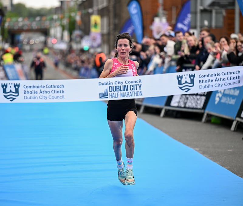 Sorcha Nic Dhómhnaill wins the women's Dublin City Half Marathon in comprehensive fashion. Photograph: Seb Daly/Sportsfile