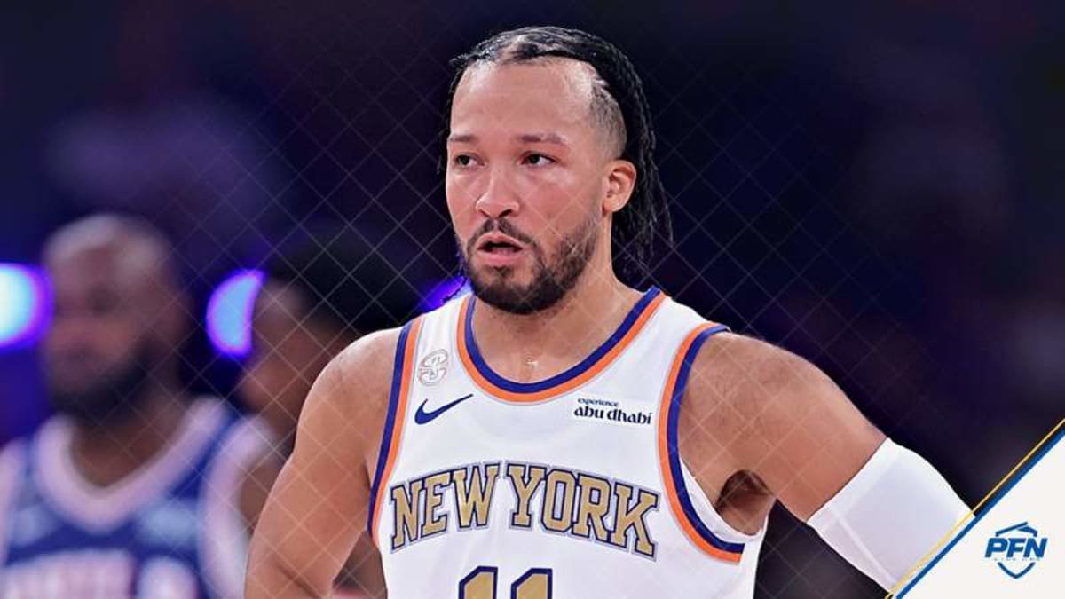 Oct 20, 2026; New York, New York, USA; New York Knicks guard Jalen Brunson (11) reacts during the first quarter against the Philadelphia 76ers at Madison Square Garden. © Brad Penner-Imagn Images
