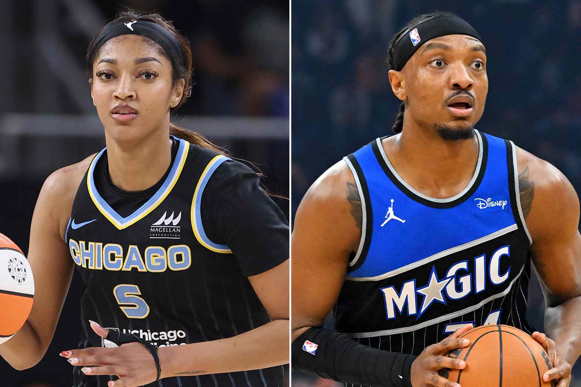 Angel Reese of the Chicago Sky in 2025; Wendell Carter Jr. of the Orlando Magic in 2026.Credit: Michael Reaves/Getty; Jason Miller/Getty