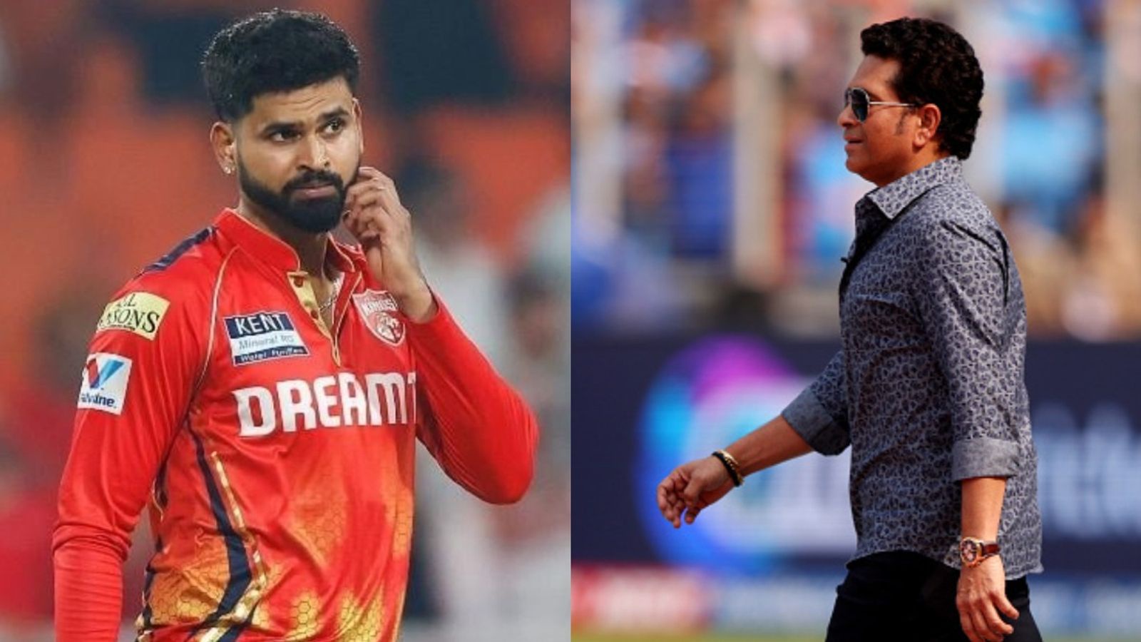 PBKS captain Shreyas Iyer (L) and batting legend Sachin Tendulkar in frame. (Getty)