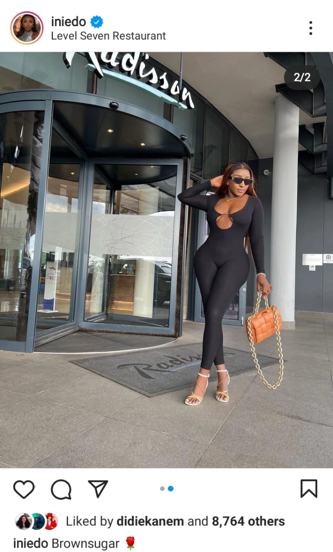 Nigerian actress Ini Edo puts her curves on display in skintight jumpsuit (Photos)