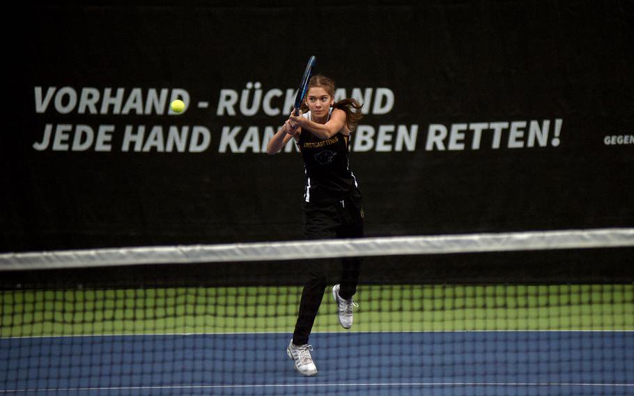 Ella Sandoval smacks the ball.