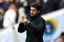 Arsenal manager Mikel Arteta gestures from the touchline during the Premier League match between Tottenham Hotspur and Arsenal FC at Tottenham Hots...