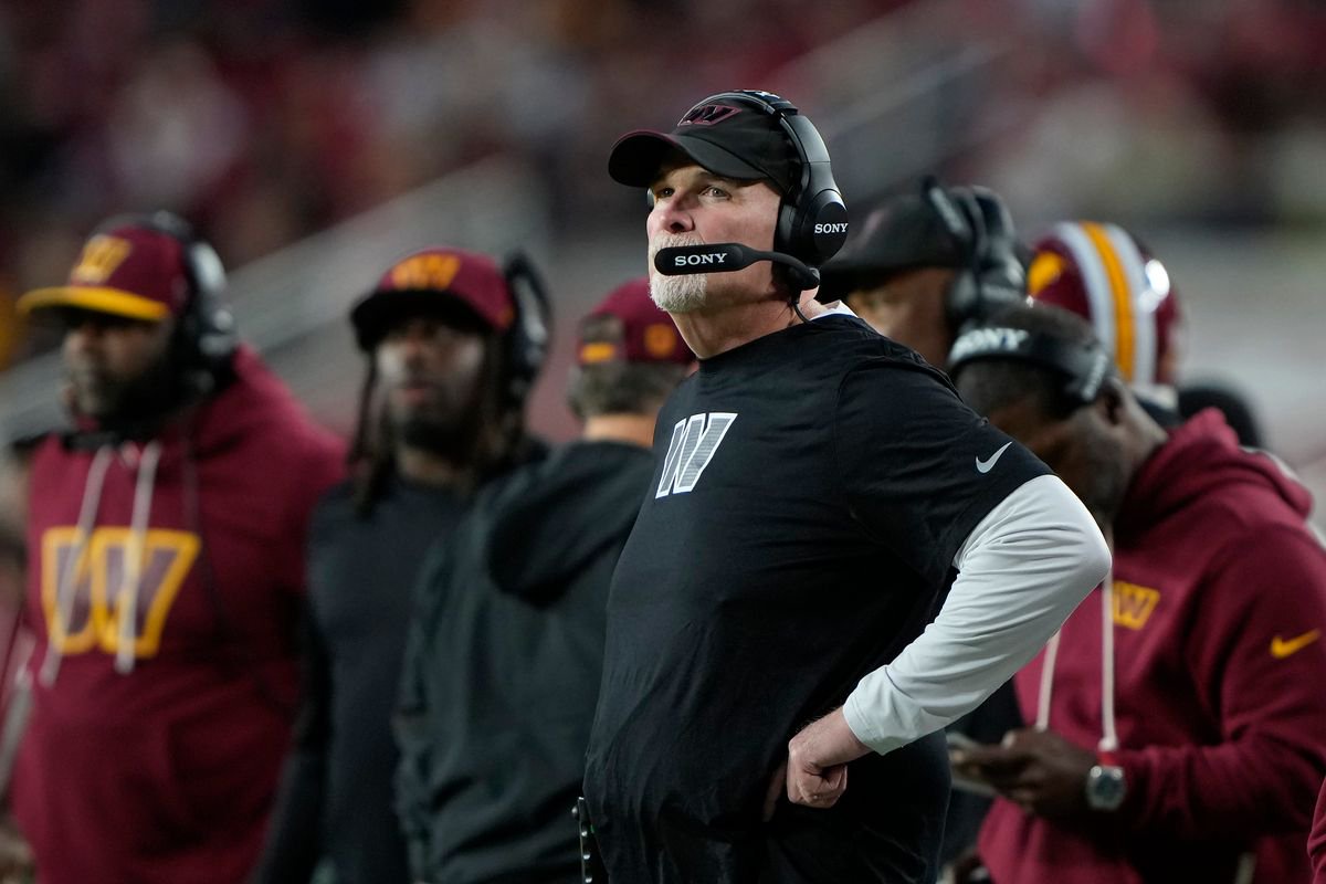 Quinn of the Washington Commanders looks on against the San Francisco 49ers during the third quarter