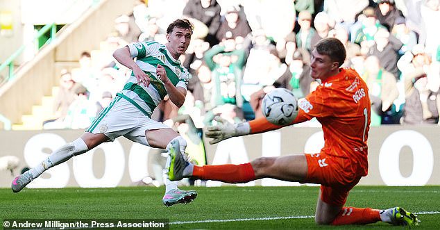 Celtic striker Callum Osmand scored twice before being taken off at half-time as a precaution