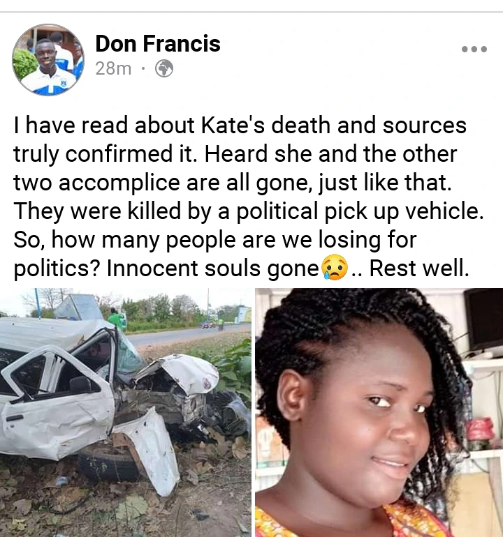 Sad: A Political Party Vehicle Kills A Beautiful Lady 2