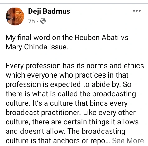 It shows his total ignorance of the ethics and convention of broadcasting - Journalist, Deji Badmus berates Reuben Abati for calling reporter 