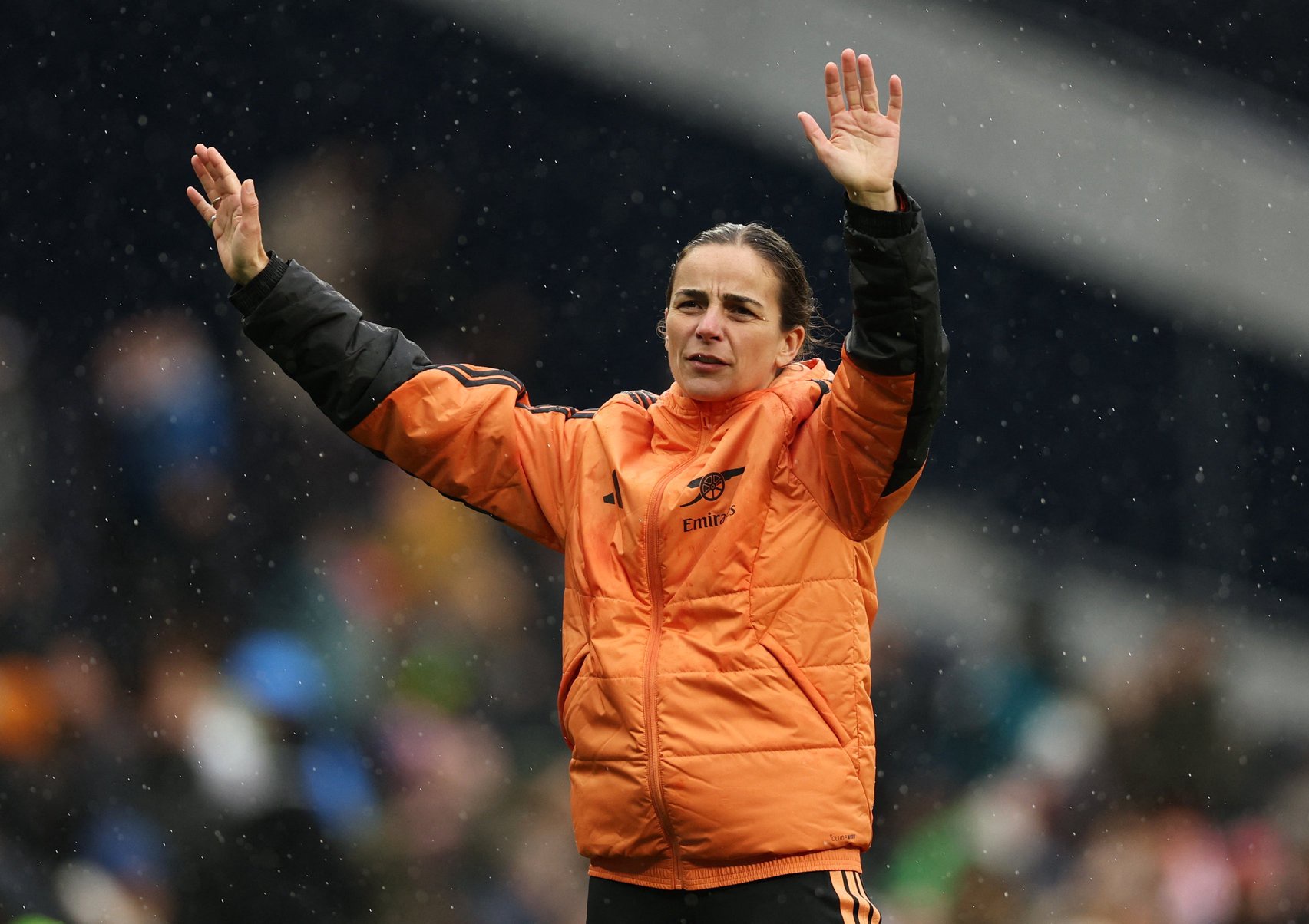 Renee Slegers celebrates after Arsenal end their WSL slump