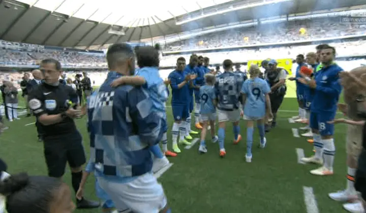It’s a party atmosphere at the Etihad Stadium