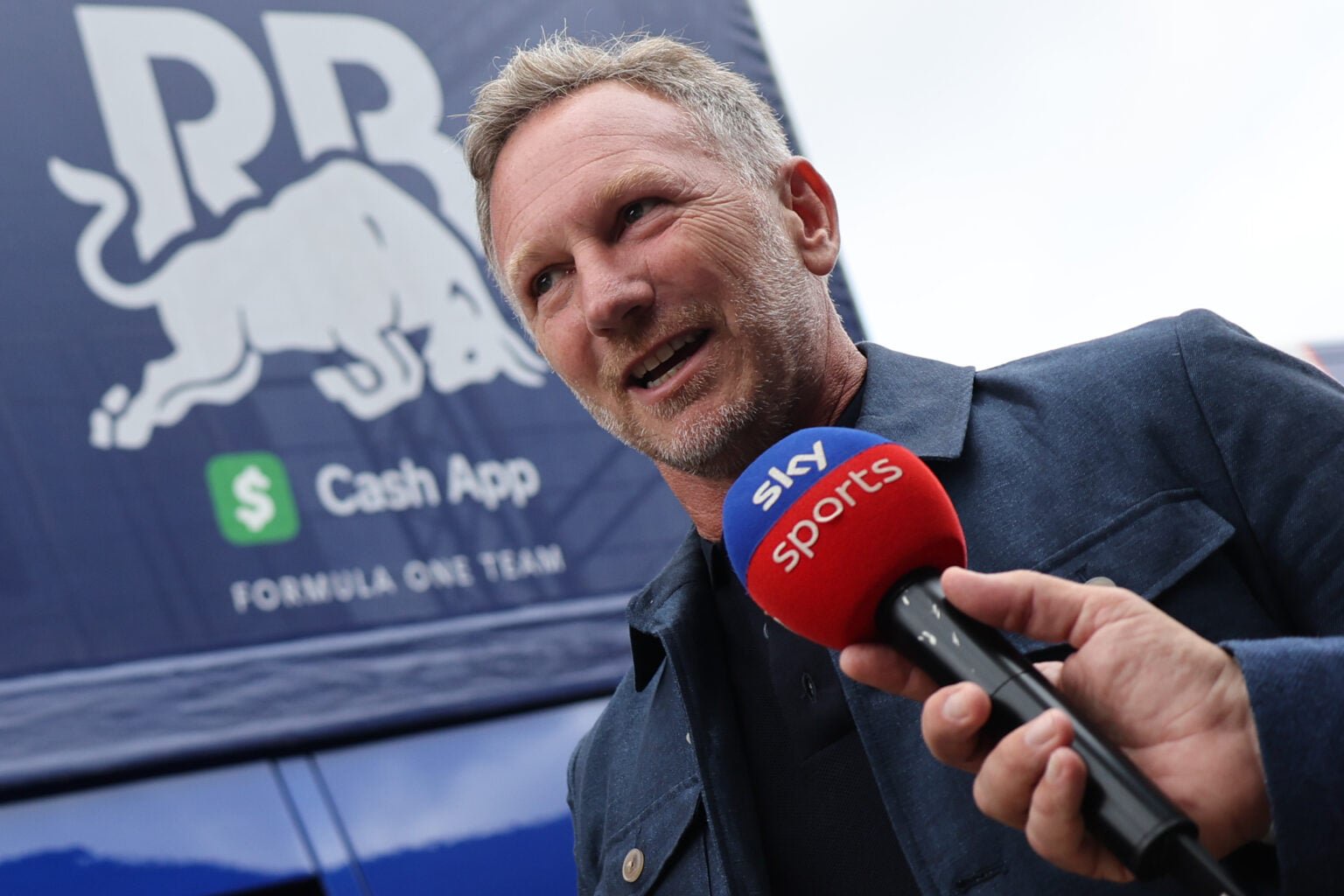 Christian Horner speaks in an interview in the F1 paddock