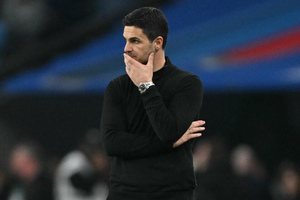 Mikel Arteta looking dejected during Arsenal's Carabao Cup final clash against Manchester City