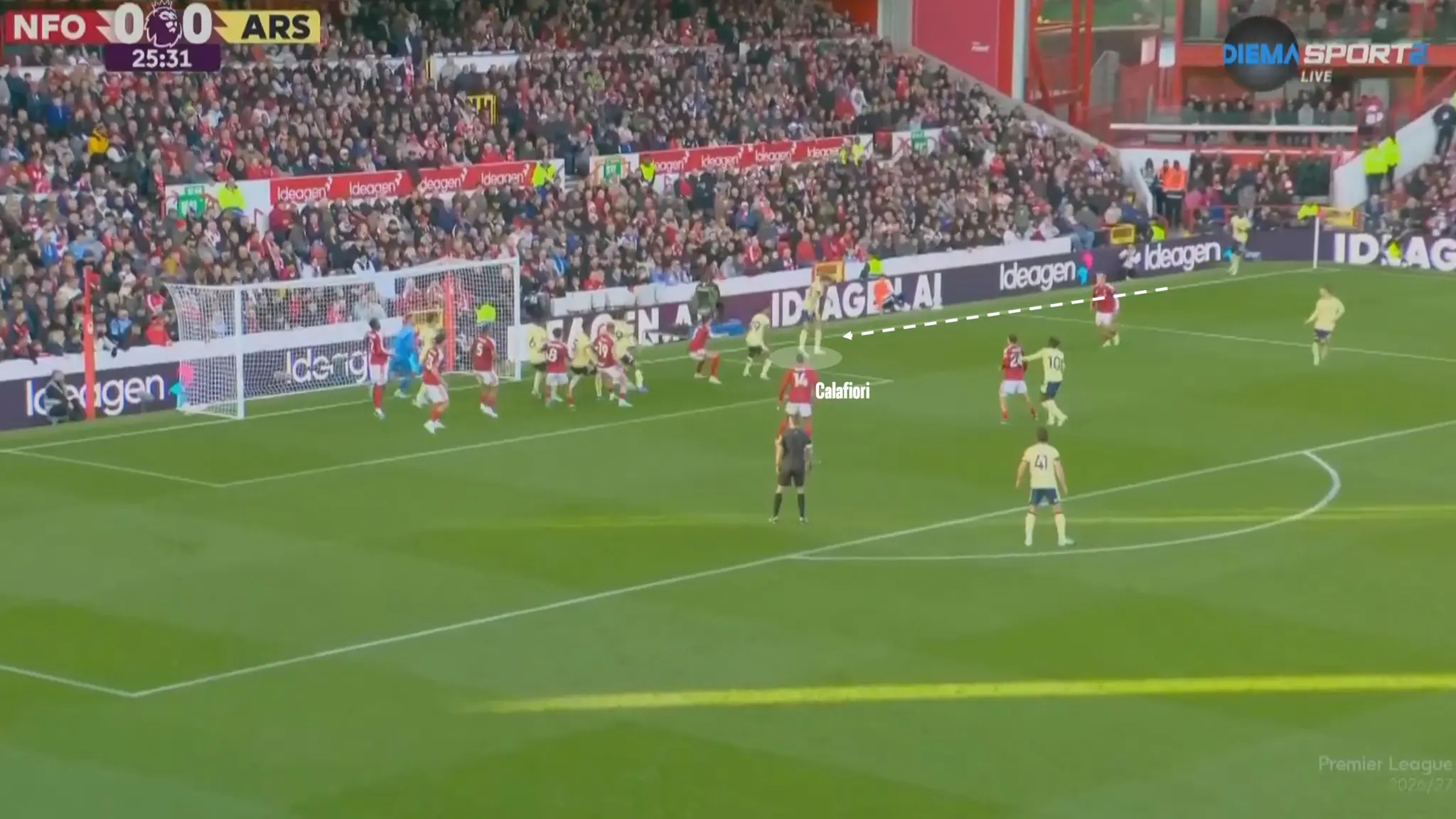Arsenal near-post corner vs Forest