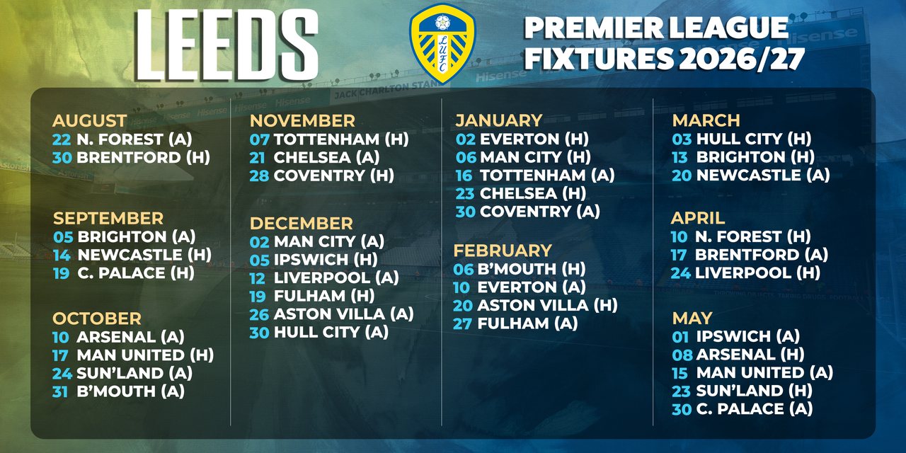 Leeds Premier League Fixtures
