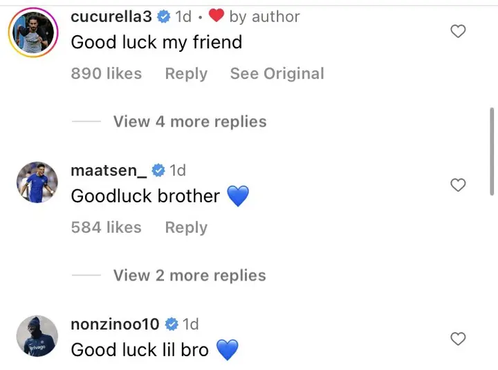 Marc Cucurella and teammates message Andrey Santos after he leaves Chelsea on loan