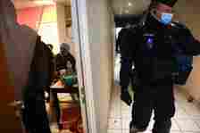French police evacuate a squat housing migrants in the southern suburbs of Paris.