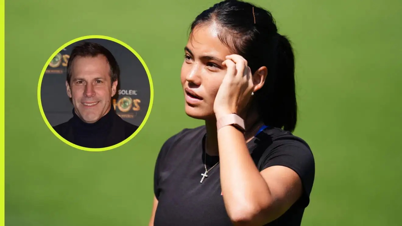 Pictured: Emma Raducanu and Greg Rusedski (inset)
