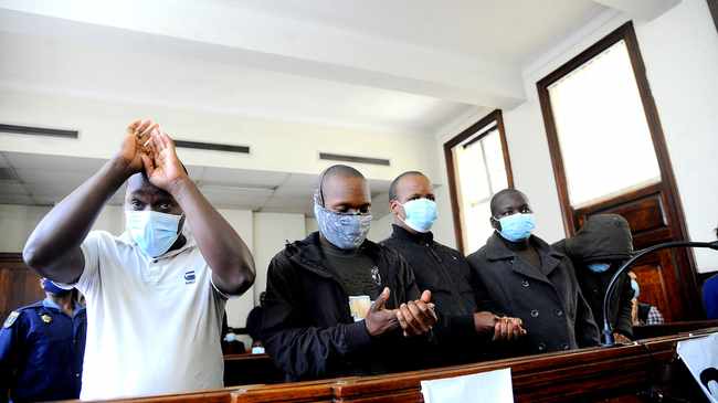 The six men who have been charged with the murder of health official Babita Deokaran appeared at the Johannesburg Magistrate’s Court. Picture: Nokuthula Mbatha African News Agency (ANA)