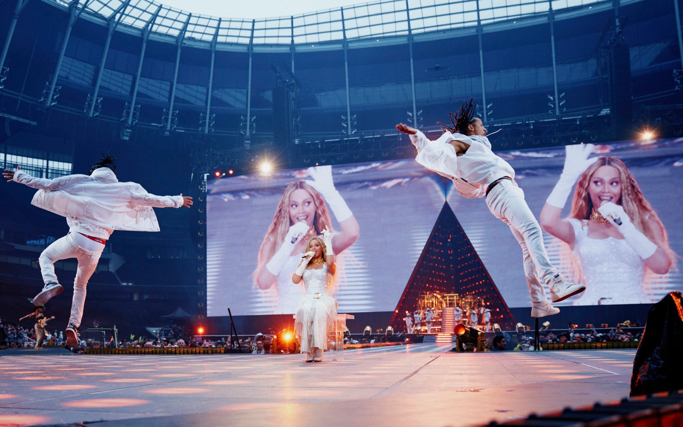 Beyonce on stage during the opening night of her Cowboy Carter tour's six dates at the Tottenham Hotspur Stadium
