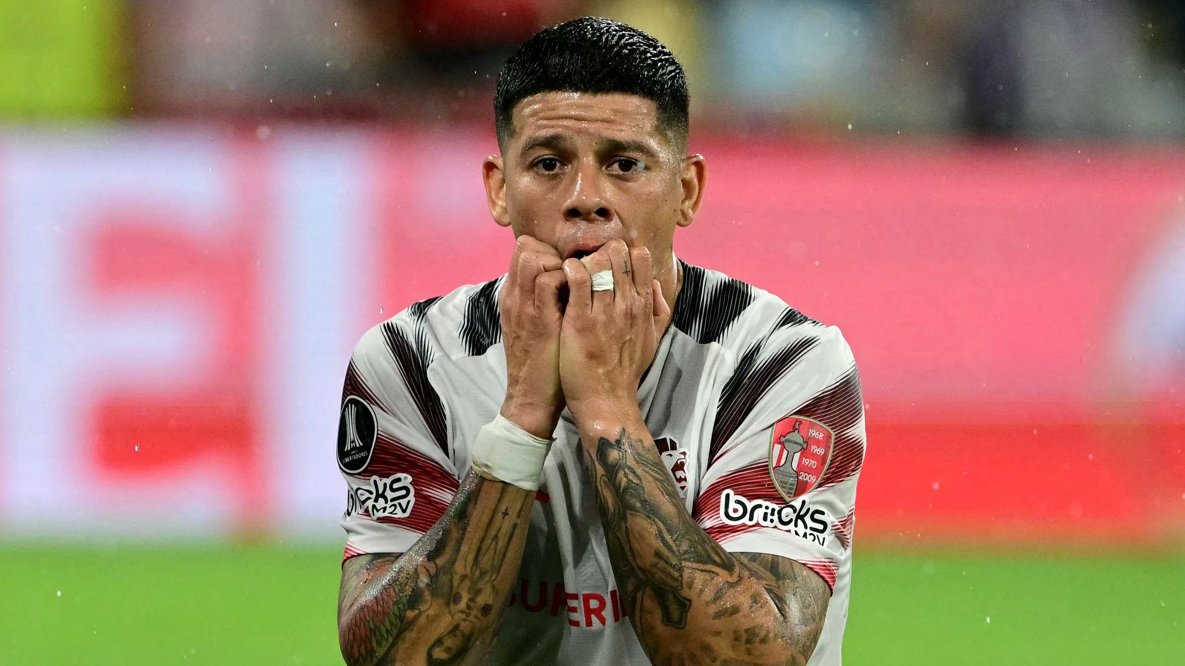 Flamengo lodge CONMEBOL complaint over ex-Man Utd centre-back Marcos Rojo’s eligibility after Libertadores shootout loss to 10-man Estudiantes