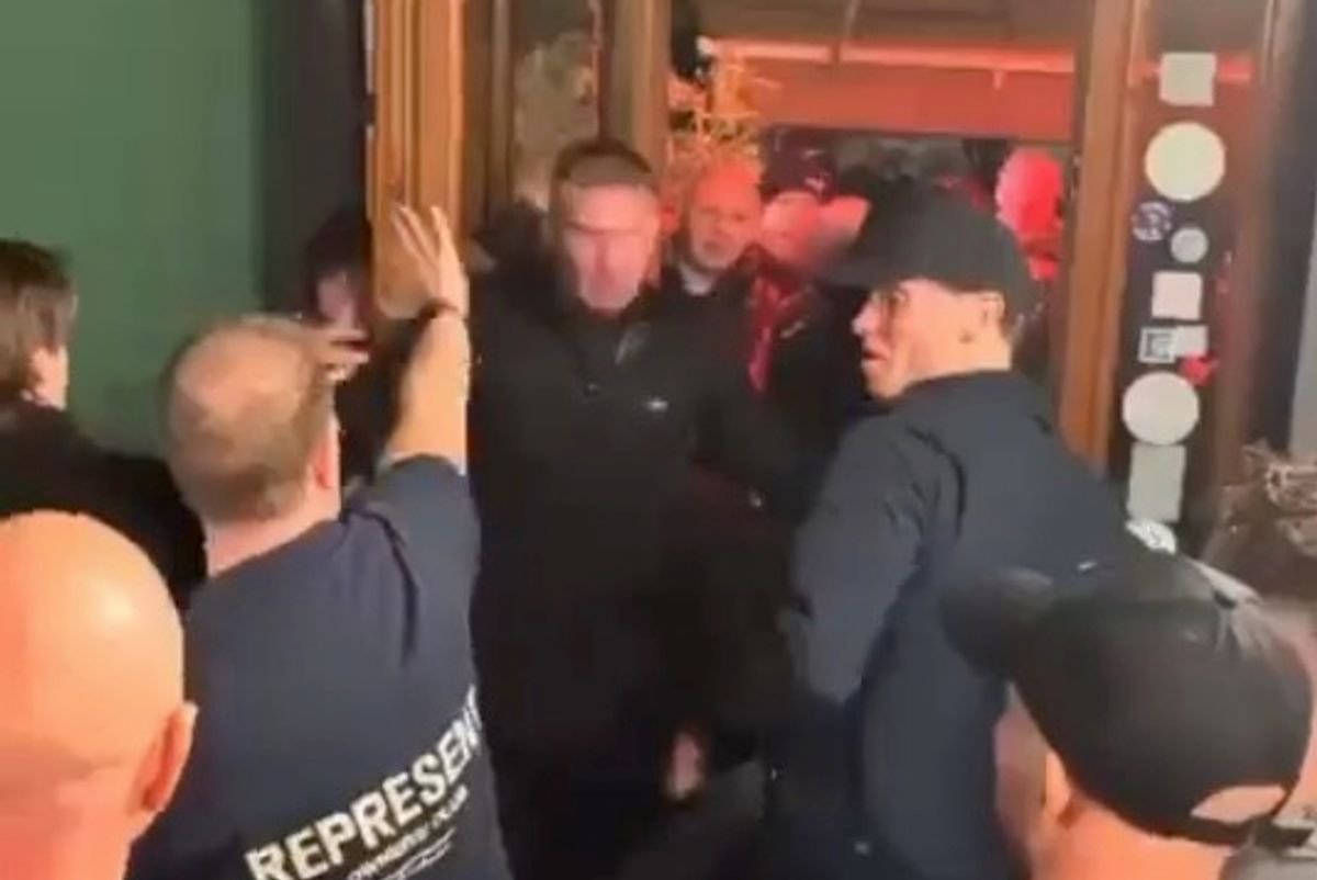 Manchester United fans were filmed fighting